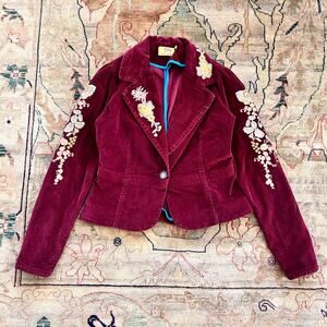 Corduroy Embroidered Boho Jacket Womens Size S by True Meaning